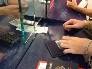 Exhanging some dollars for pounds